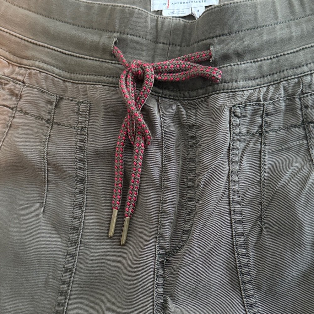 Anthropologie Khaki Joggers with Pink Accents - Picture 4 of 6